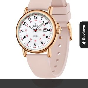 BUREI pink watch with rose gold detailing